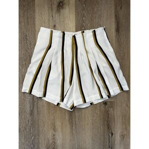 Sancia Linen Blend Pleated Shorts Womens M White Stripe Resort Coastal
